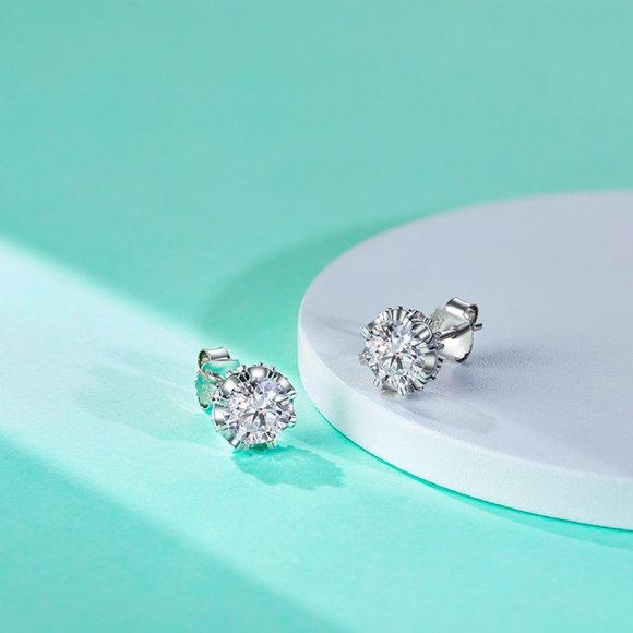 Certified 2ct. t.w. Moissanite Diamond Round Stud Earrings NEW A - Picture 6 of 9